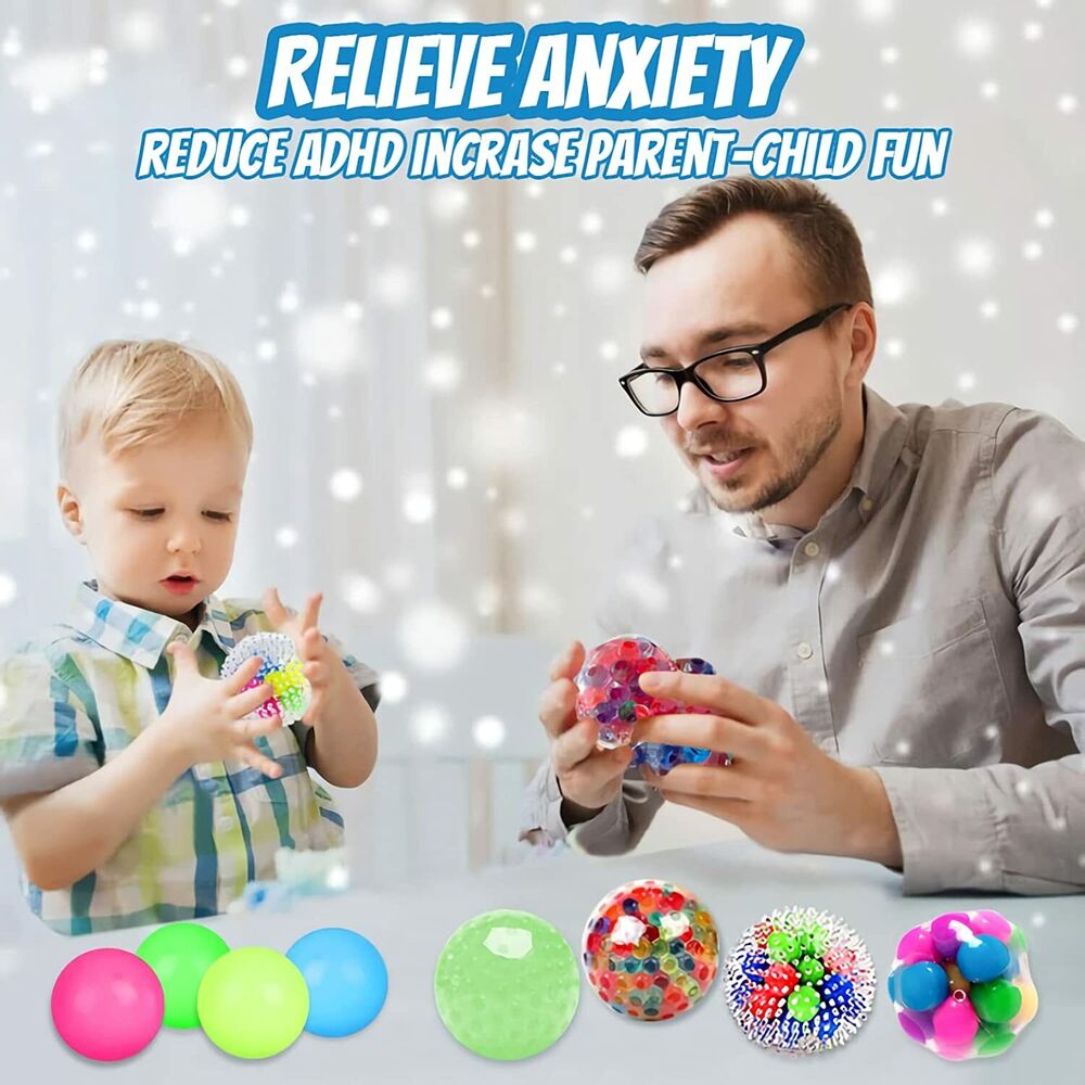 4pcs Squishy Stress Balls DNA Sensory Squeeze Fidget Toys Set for Anxiety Autism ADHD