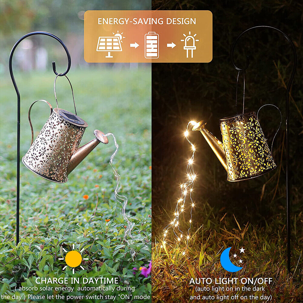 1 set Solar Light Outdoor LED Watering Can Christmas String Garden Shower Art Lamps