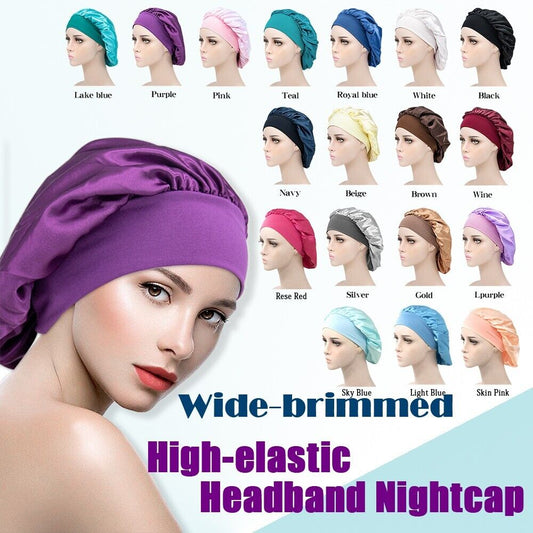 Sleeping Bonnet Hair Wrap Silk Satin Cap Women Elastic Night Soft Hat Headwear