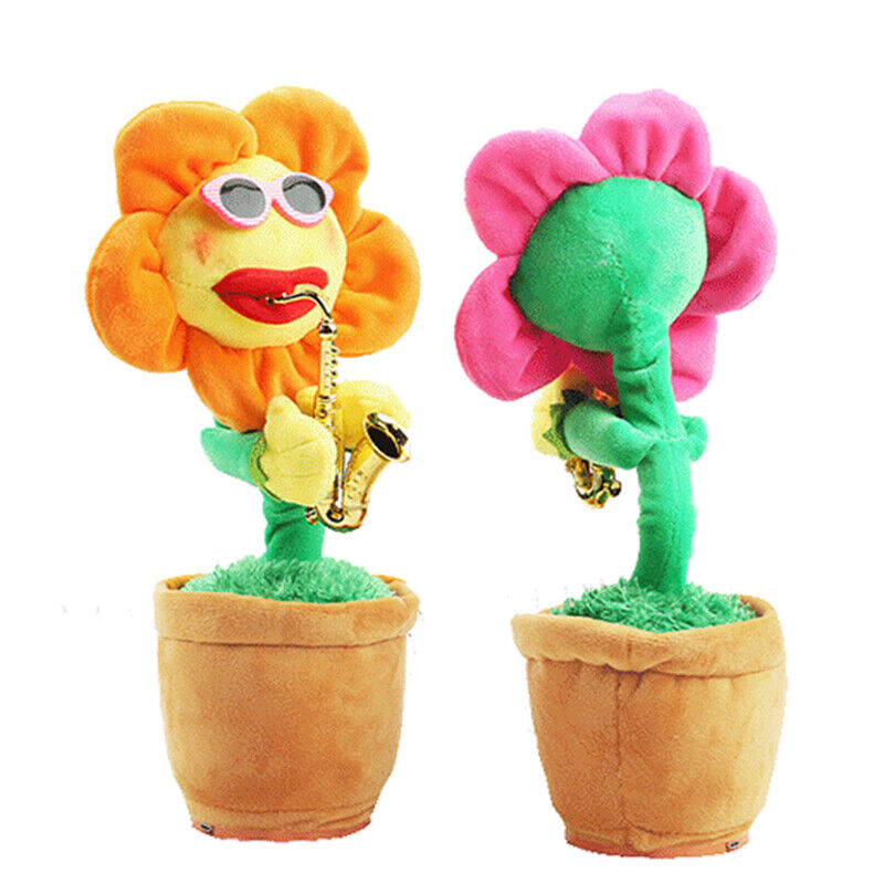 Singing Dancing Sunflower with Sax & Sunglasses Electronic Toy Flower Funny Gift