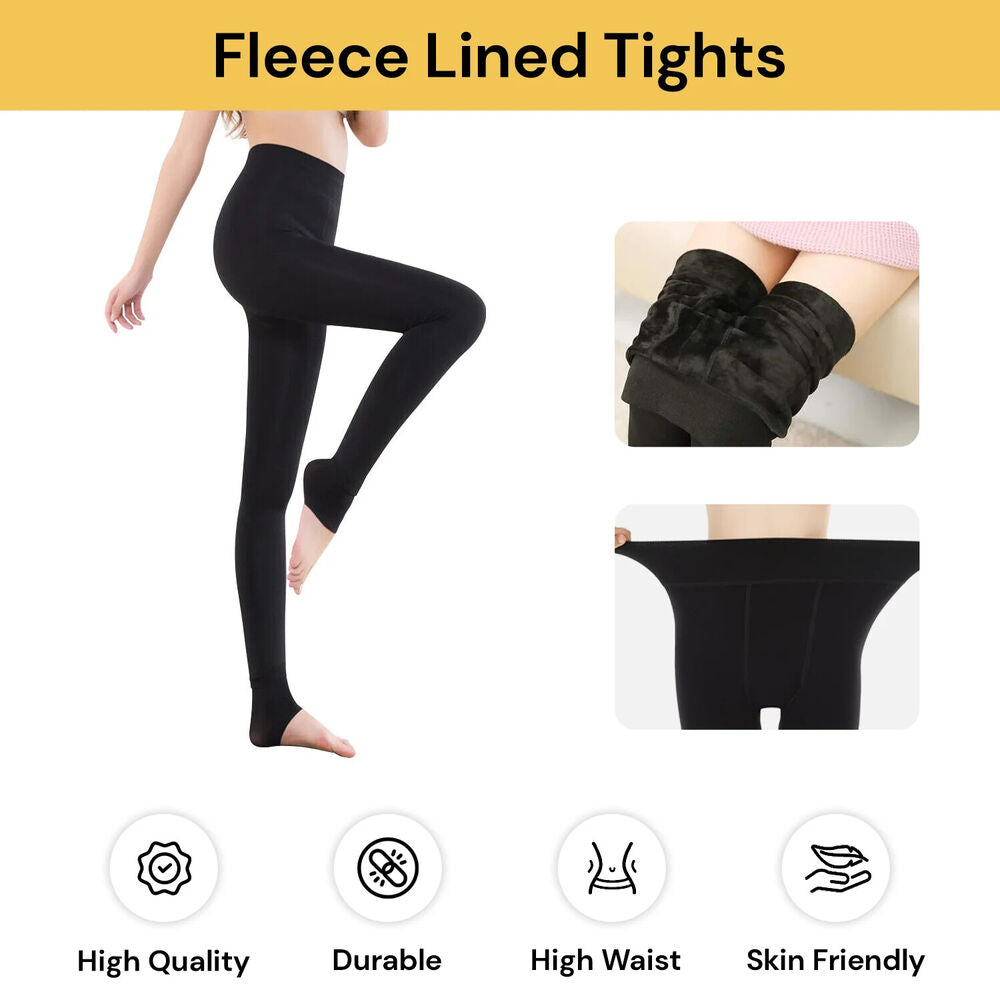 Women Winter Thick Warm Fleece Lined Blend Thermal Stretchy Leggings Long Pants