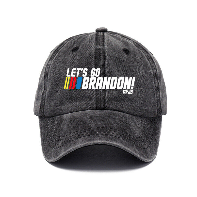 Men Let's Go Brandon Embroidered Adjustable Trump Baseball Cap Hat Flag Banner