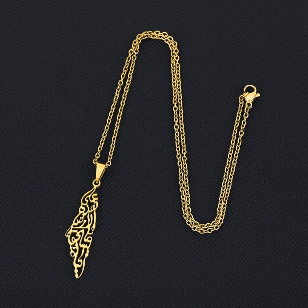 Gold Color Chain Palestine Map Necklace Lightweight Necklaces Jewelry Men