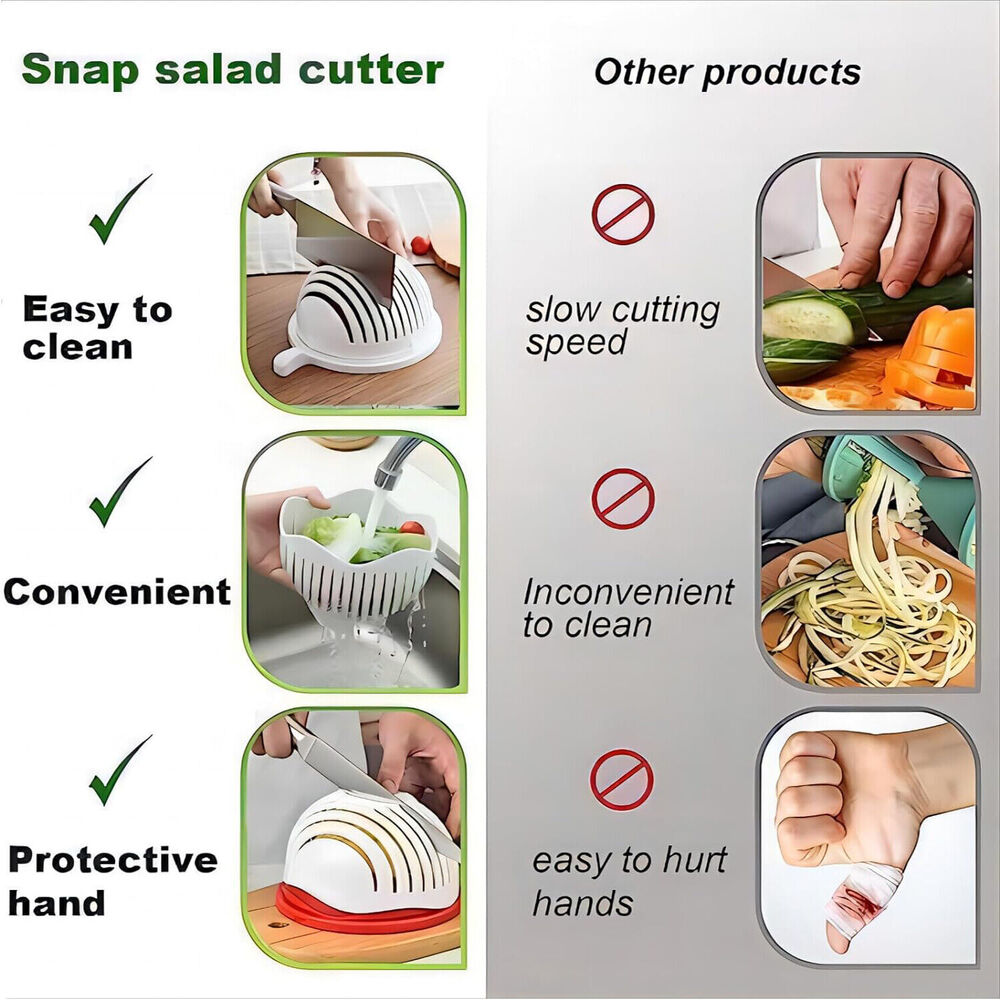 Salad Cutter Bowl Vegetable Chopper Fruit Basket Fresh Salad Cutting Bowl