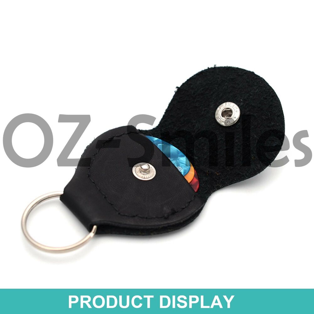 Guitar Picks Holder Handy PU Leather Keychain Style Plectrums Bag Case