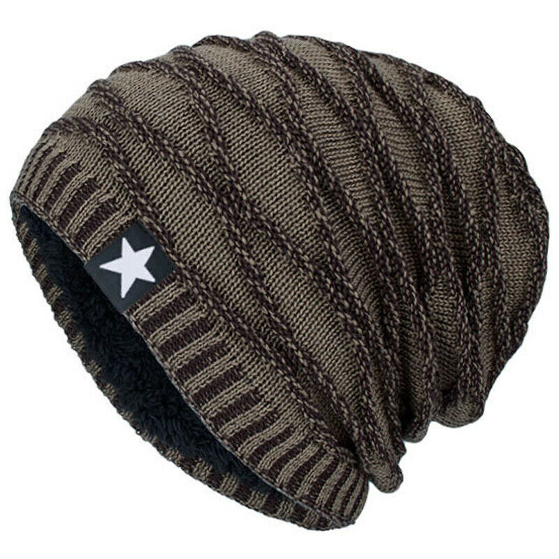 Winter Knitted Hat Men Women Warm Thick Beanie Fleece Ski Cap Outdoor Thermal