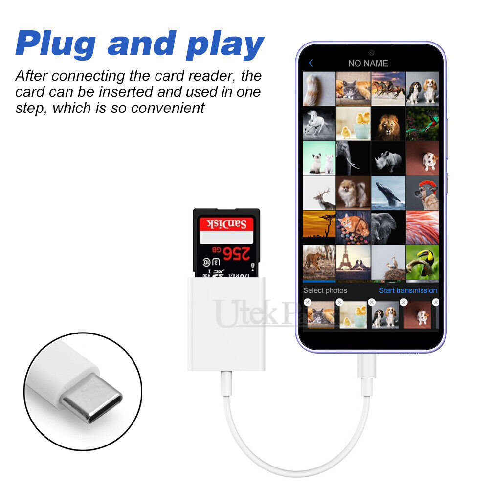 USB-C To SD Card Reader Adapter Type-C For Apple iPad Macbook iPhone 15 Samsung