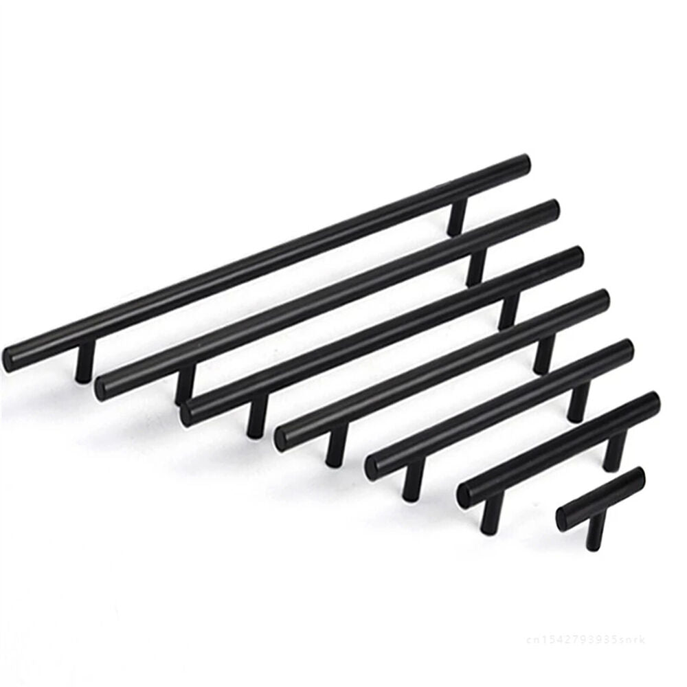 5 Kitchen Cabinet Door Handles Black Stainless Steel Door Drawer Pull T Bar