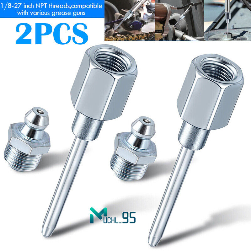 2x Grease Gun Needle Tip of The Mouth Removable Needle Nose Head Nozzle Adapter