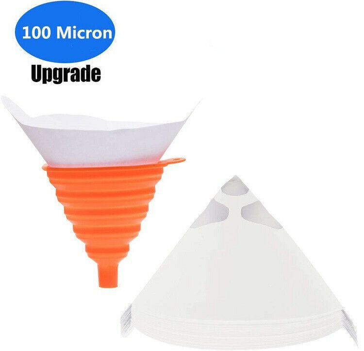 100pcs Micron Paper Cone Filter Strainer Fine Paint Fliter + 1x Funnel