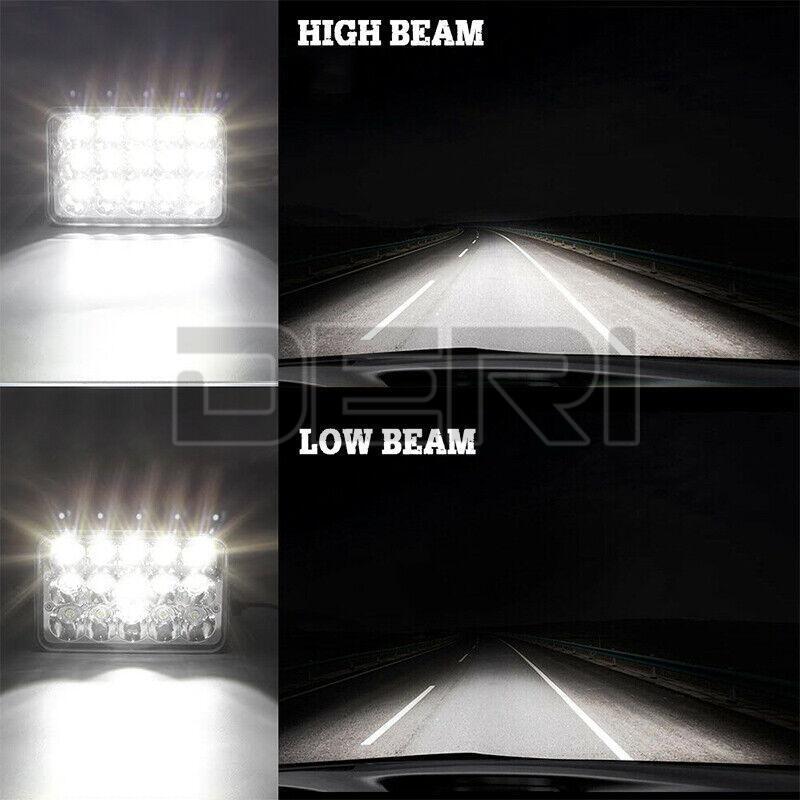 4X 45W 4x6" LED Headlights HI/LO Sealed Beam Work Lamps Rectangle H4 Work Lights