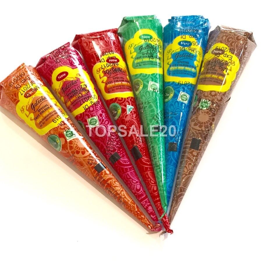 Multi Color Henna paste cones tattoo kit body art temporary mehandi