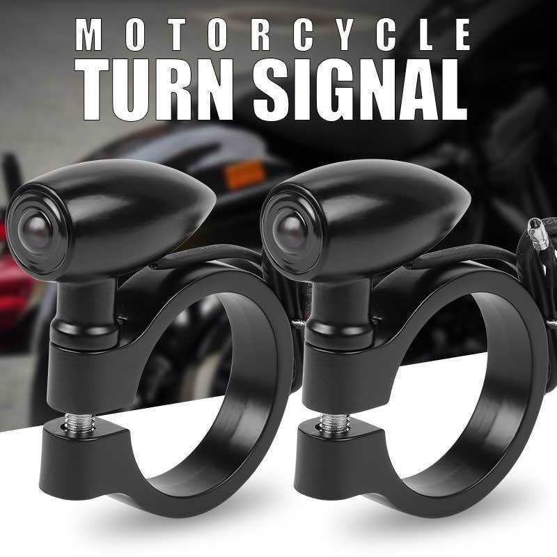 2x Motorcycle Amber LED Turn Signal Indicators Light for 41mm Fork Tube Clamp