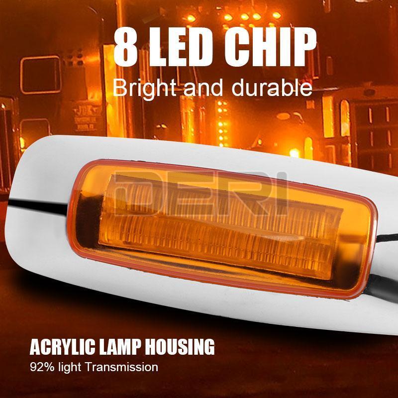 4x 12V 24V Amber 8 LED Truck Side Marker Light Clearance Lamps Trailer RV Lamp