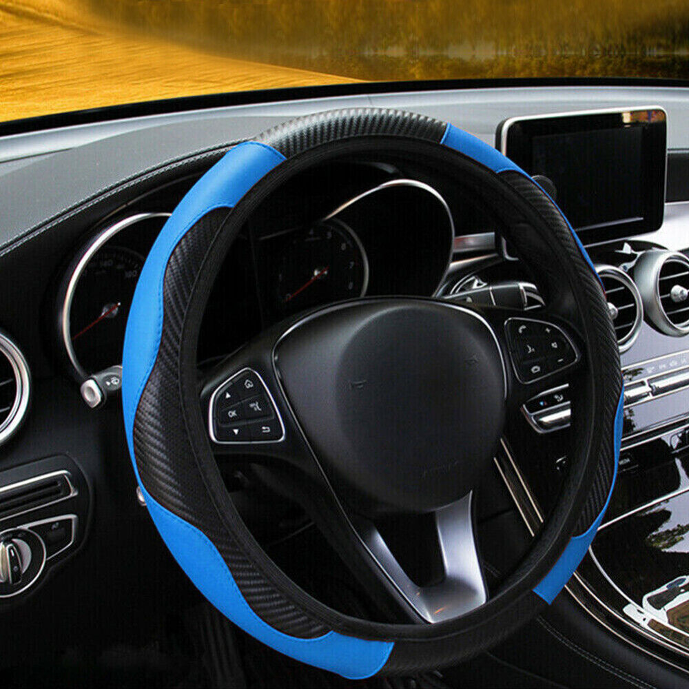 Leather Car Steering Wheel Cover Anti-slip Accessories Universal 38CM/15inch