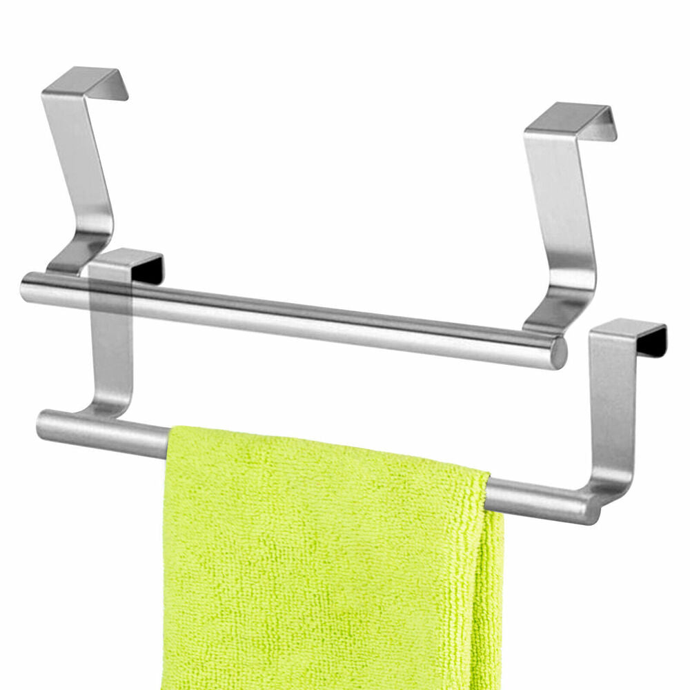 Over Door Tea Towel Holder Rack Bathroom Rail Cupboard Hanger Kitchen Bar Hook##