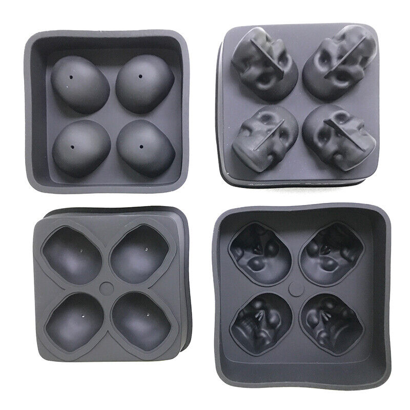 Premium Silicone Mold Sphere Whiskey Skull Mould Ice Cube Tray Ball Maker