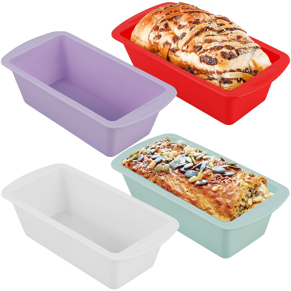 4Pcs Silicone Bread Loaf Pan Non Stick Loaf Baking Mold Heat Resistant