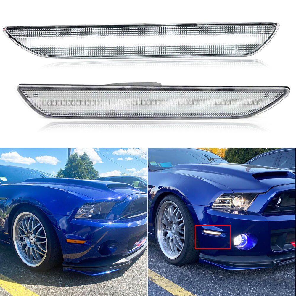 2x For 2015- 2020 Ford Mustang Rear LED Side-Marker Lights Bumper Lamps CLEAR Tint