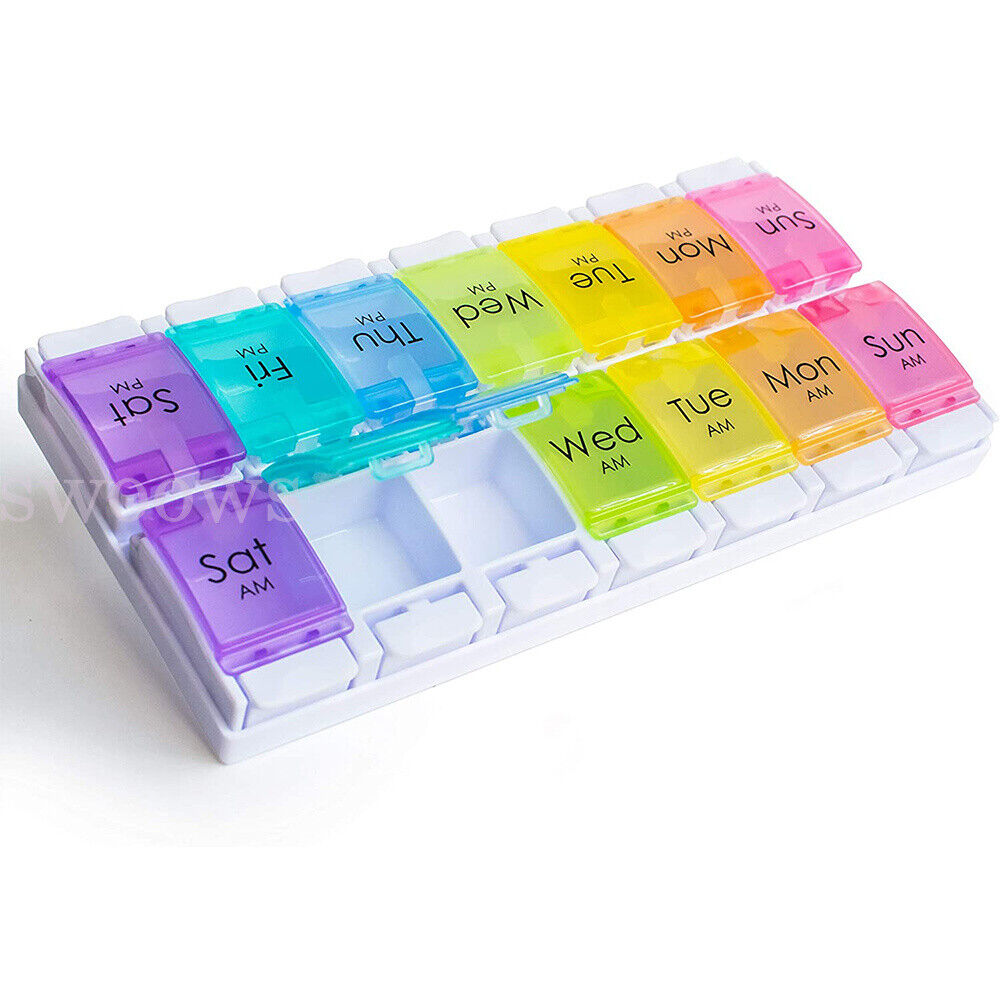 Pill Box 7 Day Weekly Tablet Organizer Storage Medicine Dispenser Container Case