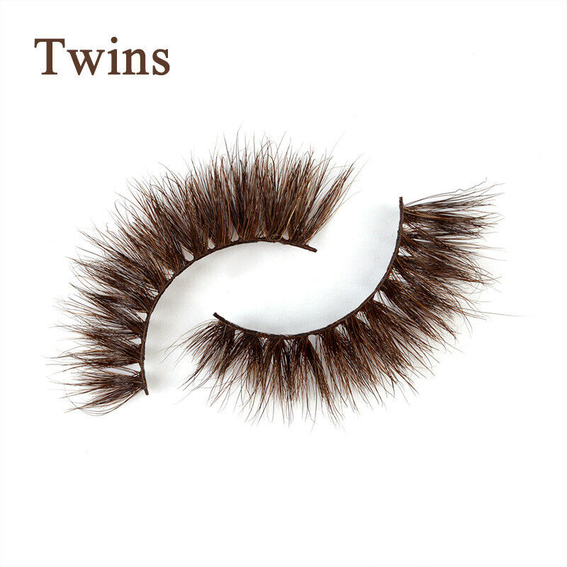 3D Mink Fake Lashes Natural Brown False Colored Eyelashes Thick Long Wispies