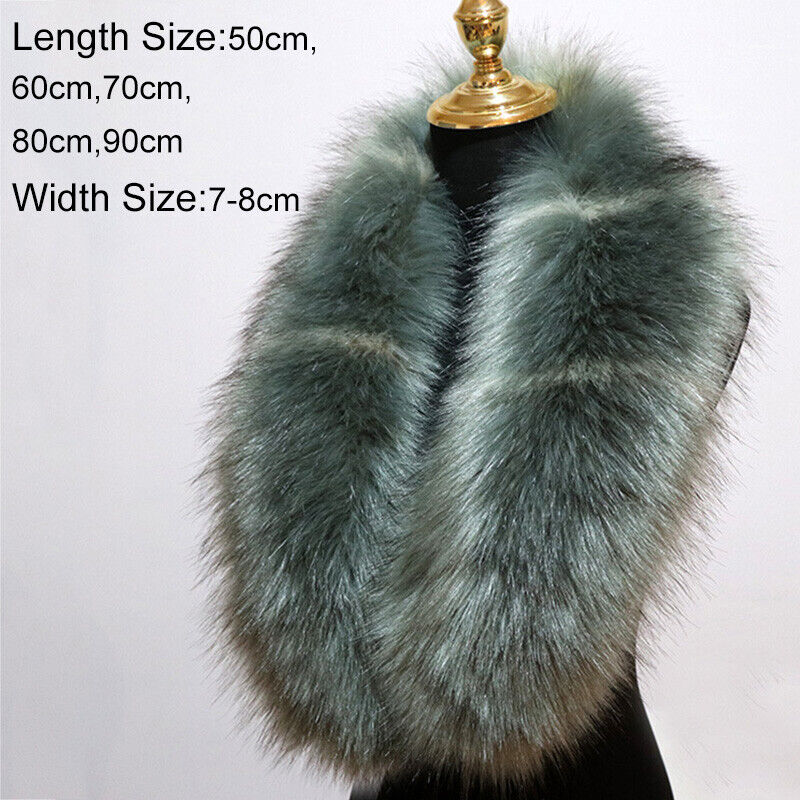 Women Winter Warm Fluffy Collar Scarf Faux Fox Fur Shawl Neck Warmer Wraps Stole