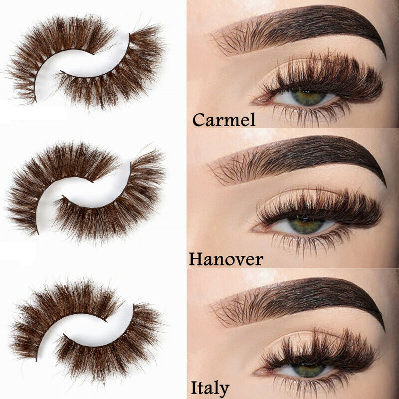 3D Mink Fake Lashes Natural Brown False Colored Eyelashes Thick Long Wispies