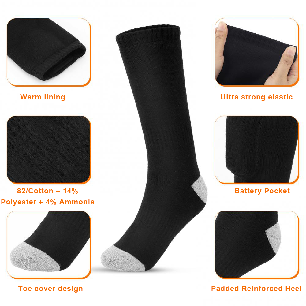 Winter Electric Heated Socks Boot Feet Warmer USB 4000mAh Rechargable Battery