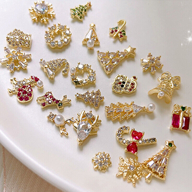 3D Luxury Nails Charms Christmas Glitter Jewelry Gift Art Rhinestones Decor