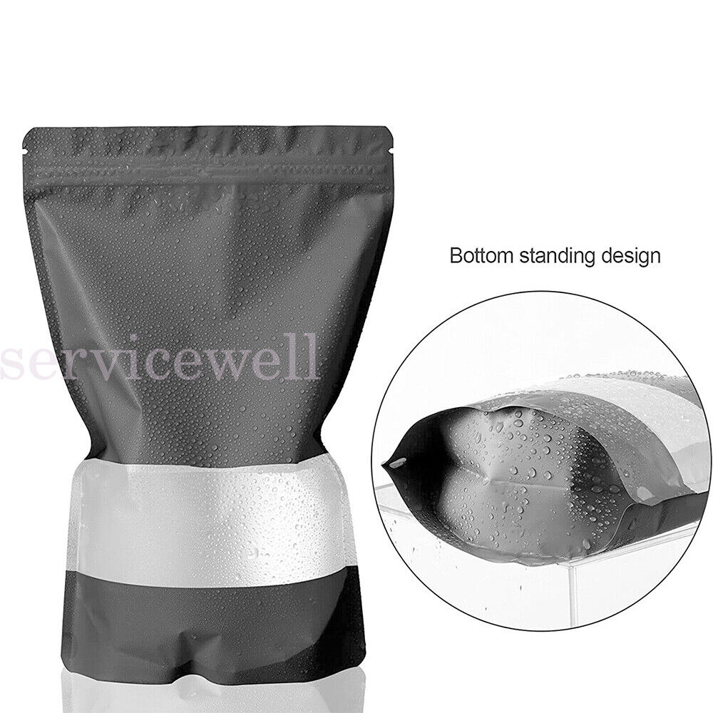 50pcs Window Pouches Black Matt Stand up Foil Bag Heat Seal Food Zip