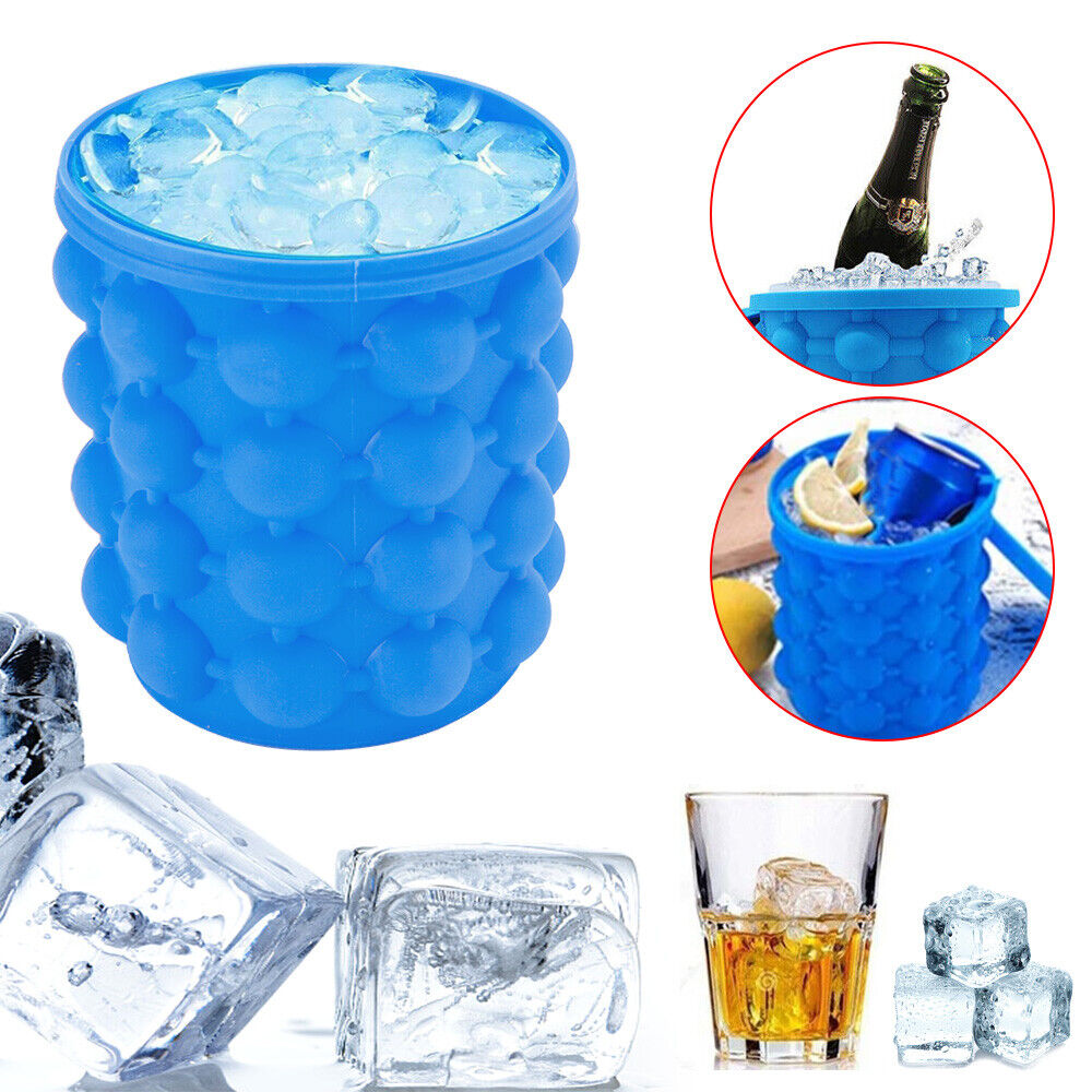 Silicone Ice Bucket Cube Maker Space Saving Revolutionary Drink Holder Picnic