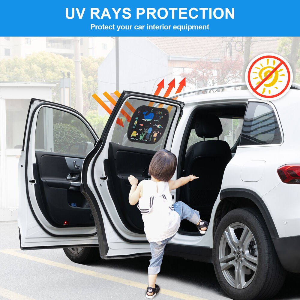 X2 Car Sunshade Cartoon Pattern Rear Side Window Cover Sun Shade For Baby Kids