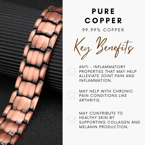 Pure Copper Magnetic Therapy Bracelet Double Strong Arthritis Pain Relief Men