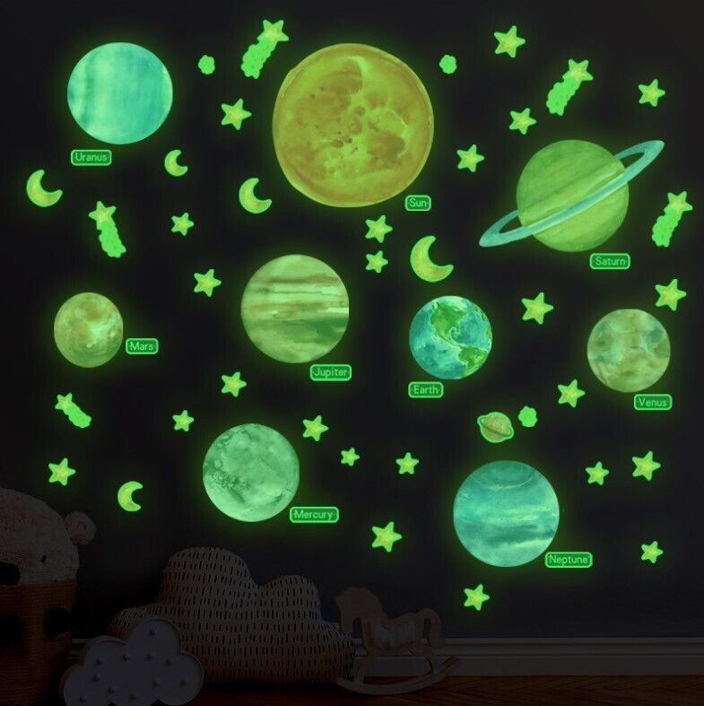 Glow In The Dark Galaxy Planets Wall Decal Sticker Ceiling Home Room Decor