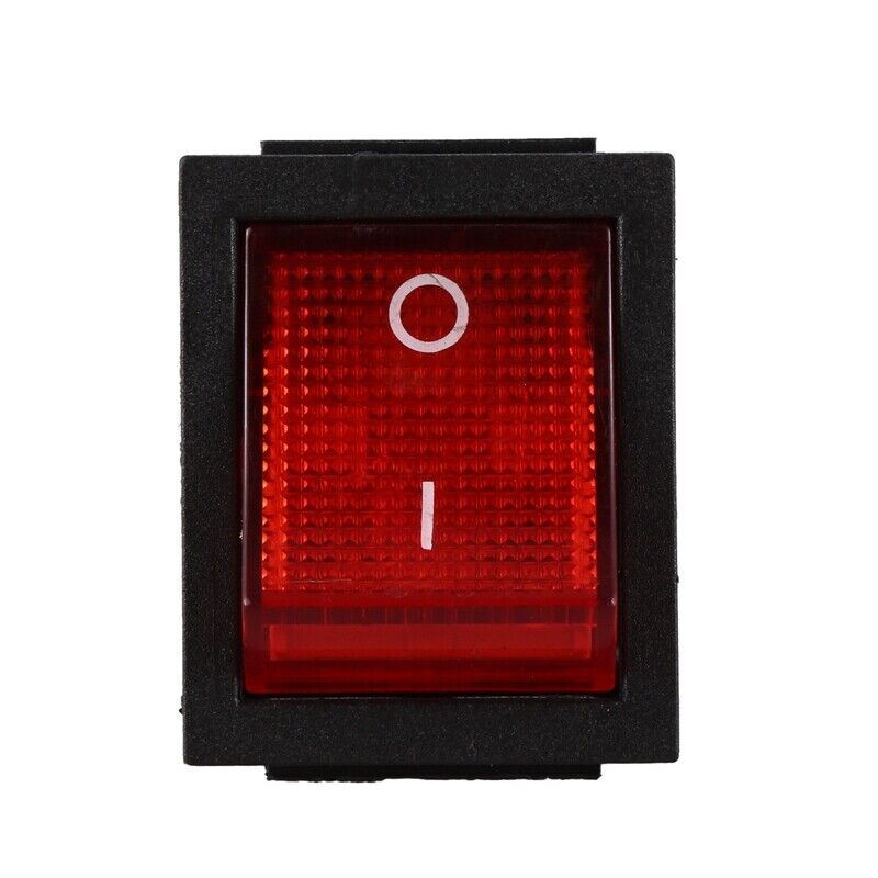 Red Light Illuminated 4 Pin DPST ON/OFF Snap in Rocker Switch 16A 20A 250V AC