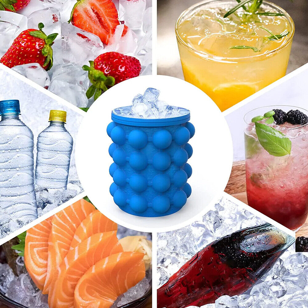 Silicone Ice Bucket Cube Maker Space Saving Revolutionary Drink Holder Picnic