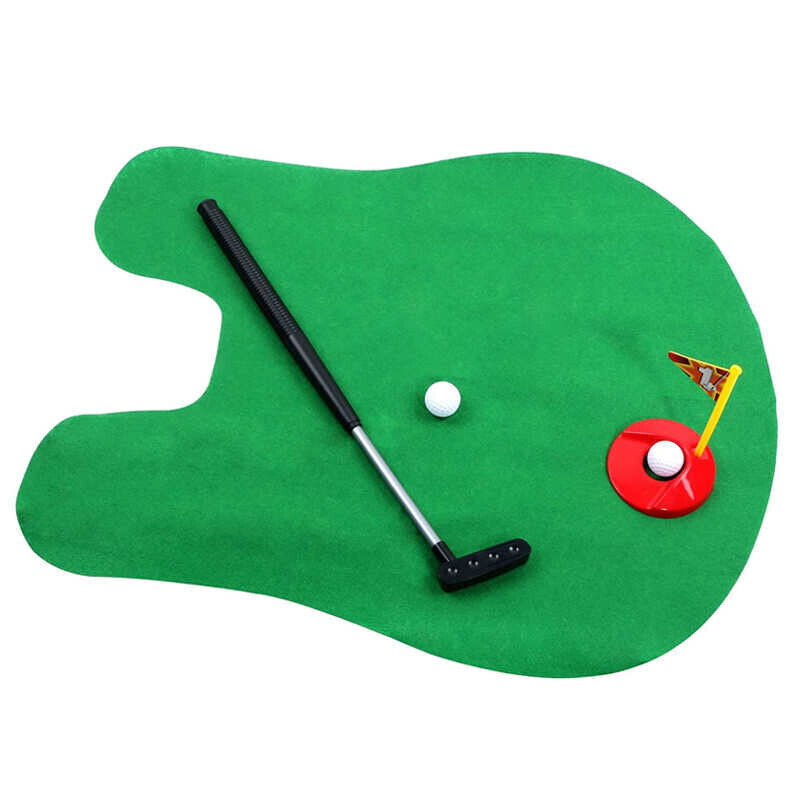 Xmas Gift Game With Putter Novelty Toy Toilet Mini Golf Mat Unusual Joke Prank