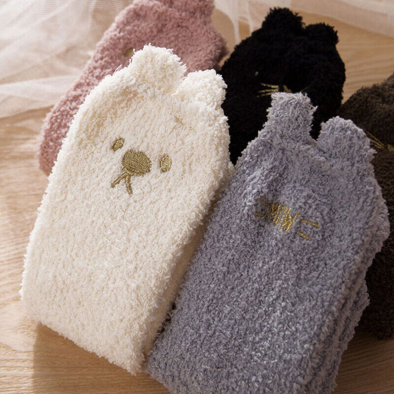 Winter Cat Claws Cute Thick Warm Sleep Floor Socks for Women Girl Home Indoor #T