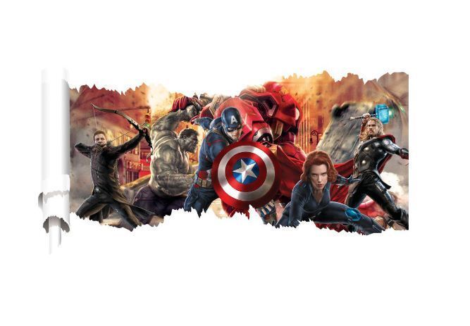 3D Wall Stickers Removable The Avengers Iron Man Hulk Broken Wall Kid Boy Room