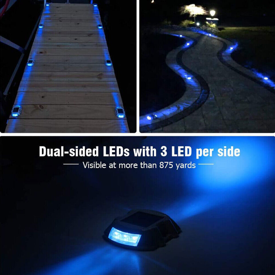 Solar LED Driveway Light Step Road Stair Ground Stud Path Dock Lamp Waterproof