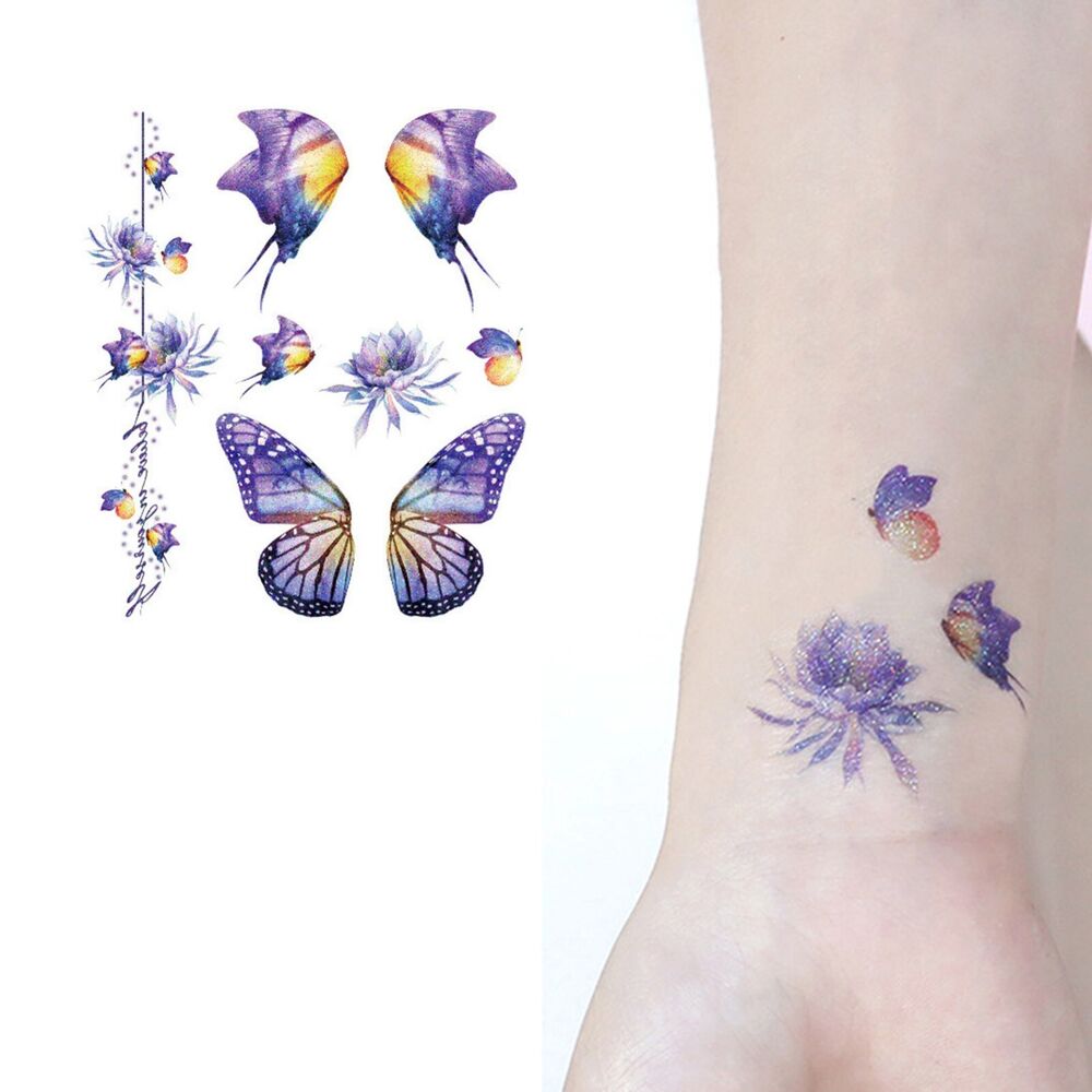 2x Glitter Butterfly Tattoo Gems Jewels Waterproof Face Body Art Stickers Party