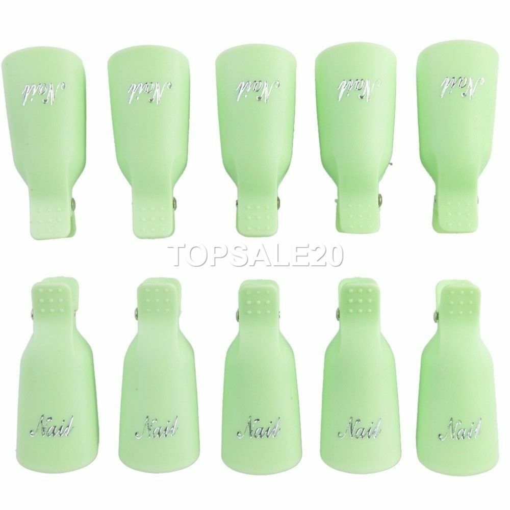 10PCS Plastic Nail Soak Off UV Gel Art Polish Remover Wrap Clip Cap