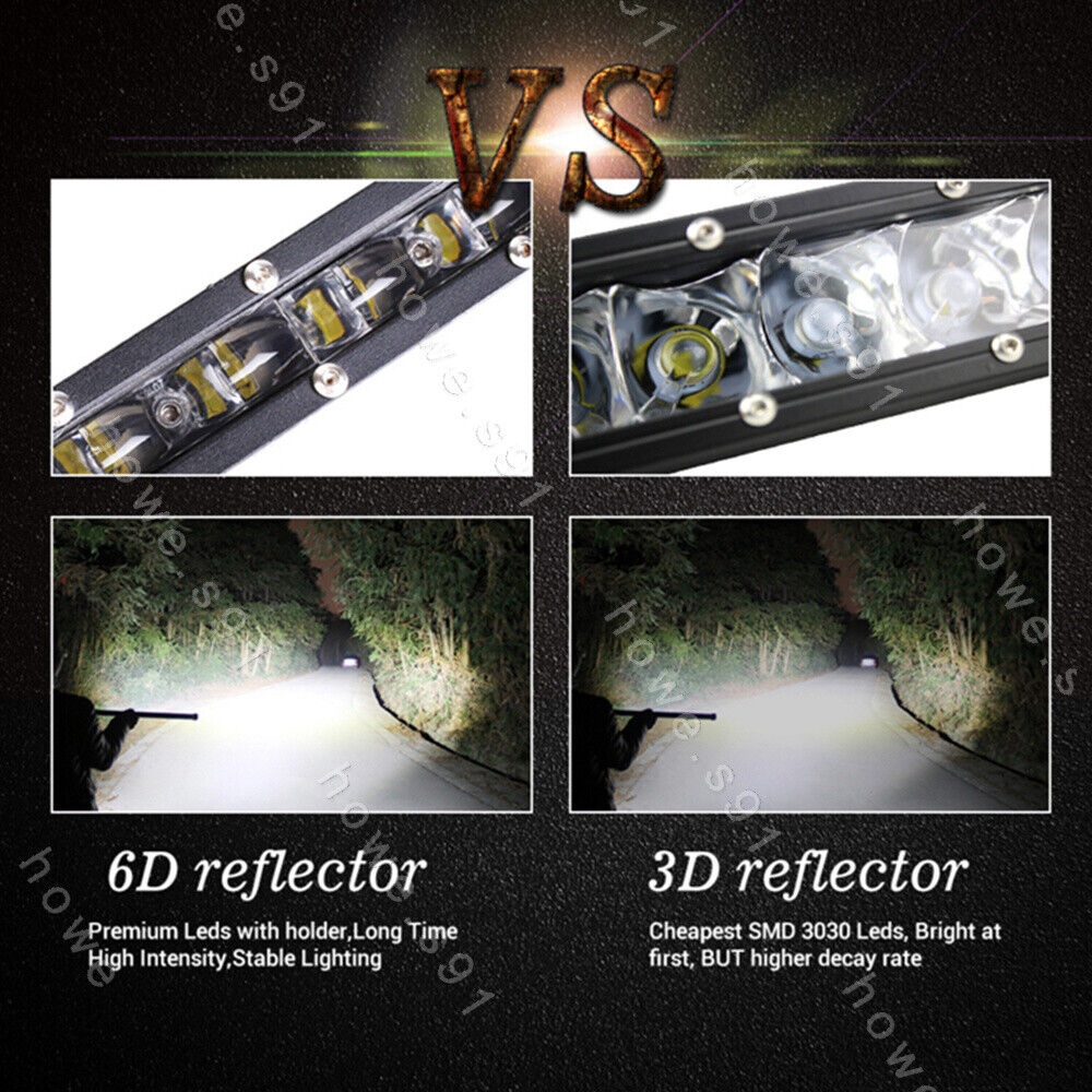 2x 7inch LED Light Bar Super Slim Single Row 12V 24V Work Lamp Offroad