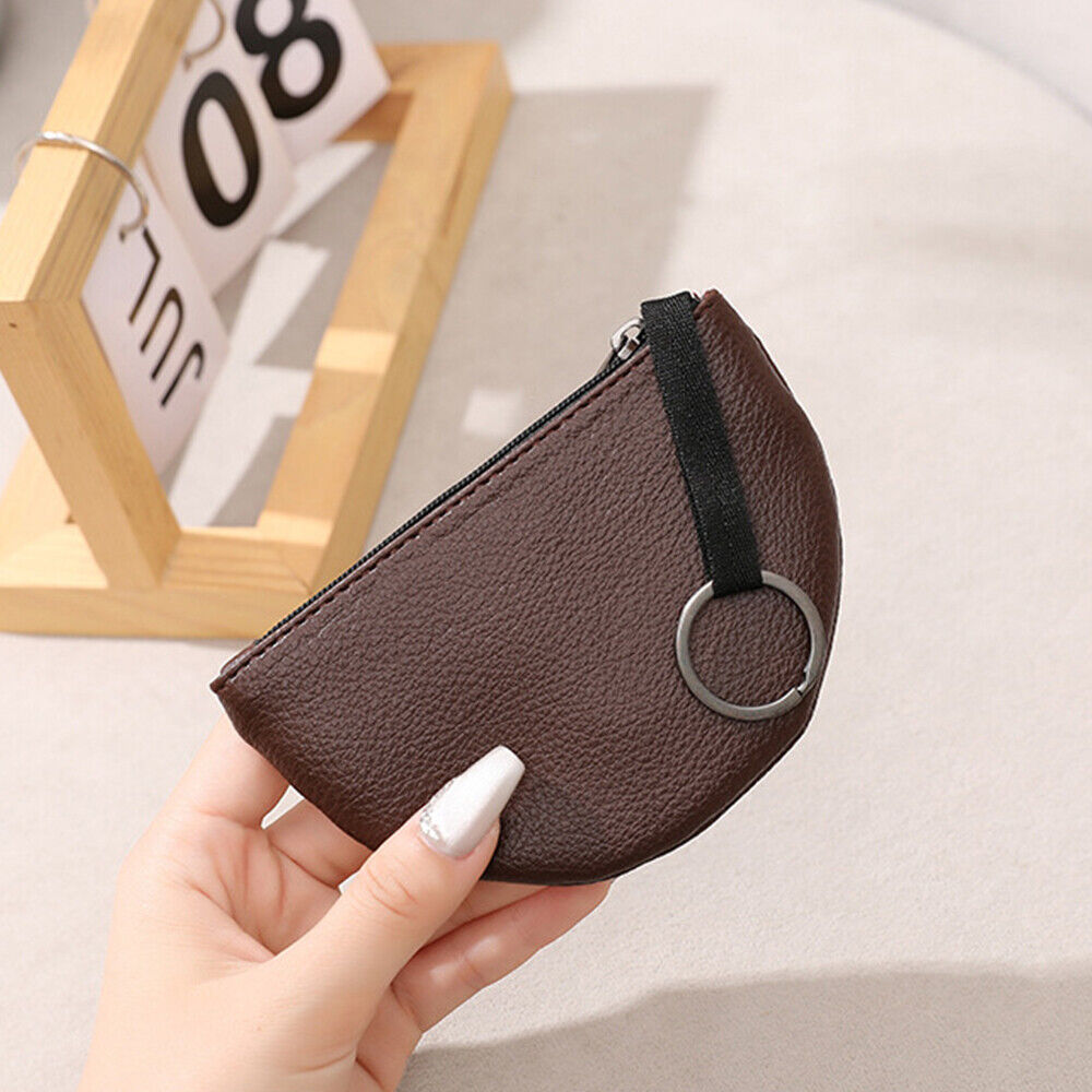 Coin Small Change Bag Card Wallet Pouch Zip Up Key Ring Leather Mini Purse Women