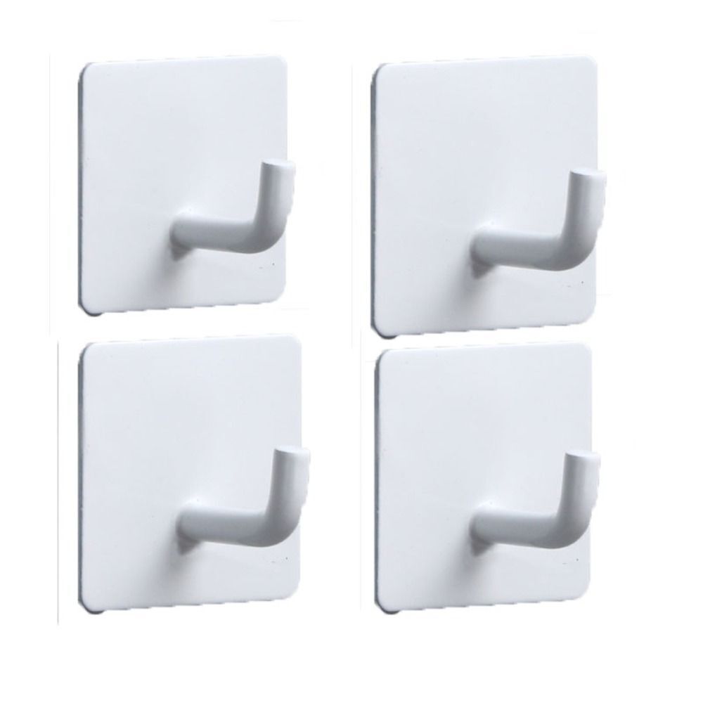 4pcs Sliver Sticky Pothook White Shower Wall Link Self Adhesive Hooks Kitchen