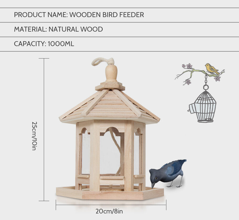 Hanging Bird Feeder Garden Wild Seed Container Waterproof Outdoor Gazebo Shape