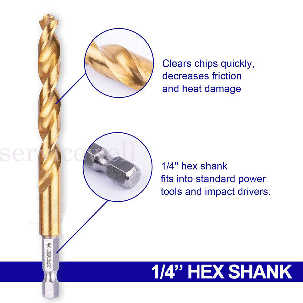 Quick Change Drill Bits 13 pcs Hex Shank Set Soft Metal Wood Timber Drilling NEW