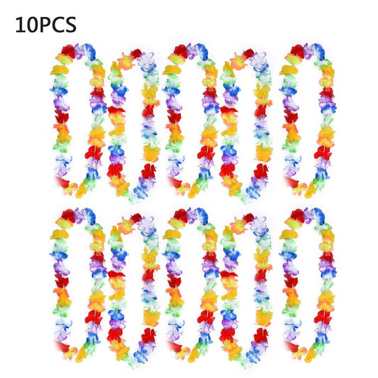 10 x Hawaiian Tropical Beach Theme Luau Party Flower Leis Necklace Garland Decoration