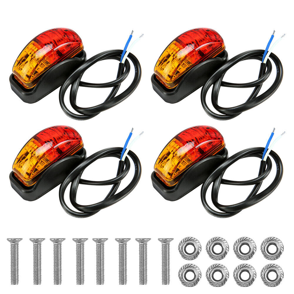 4pcs Led Clearance Trailer Lights Multi Volt Side Marker Lamp Amber Red Truck Caravan