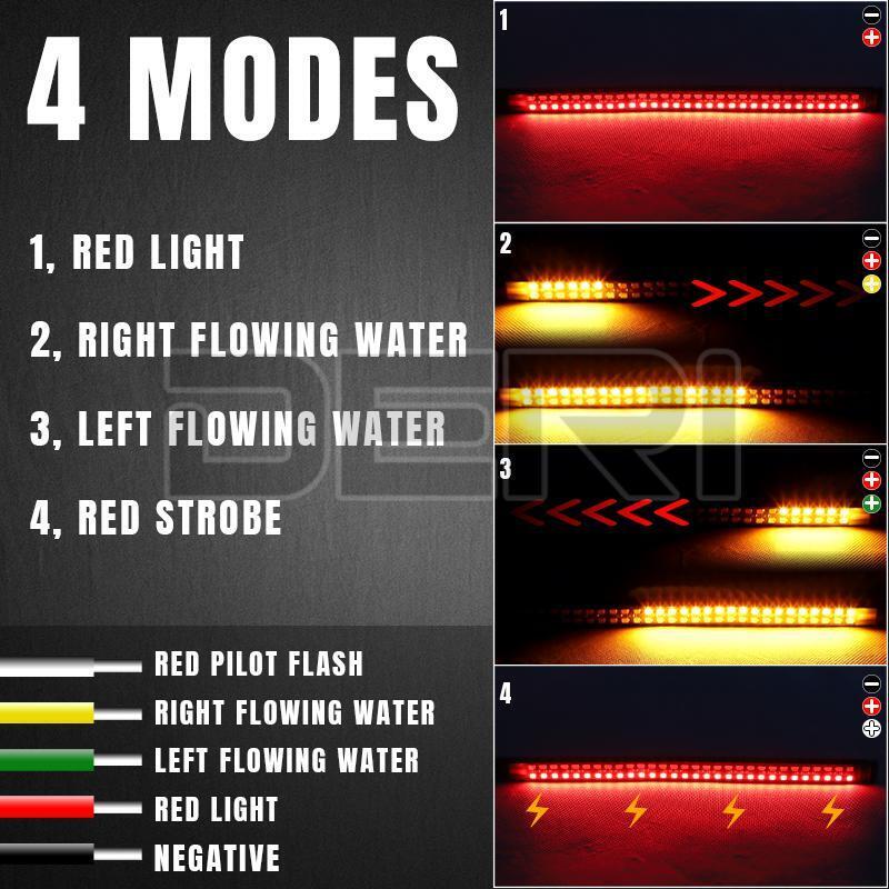 2x Flexible LED Motorcycle Light Strip Rear Tail Brake Stop Flowing Turn Signal